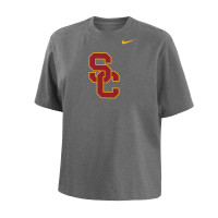 USC Trojans Women's Nike Gray SC Interlock Cotton Boxy T-Shirt